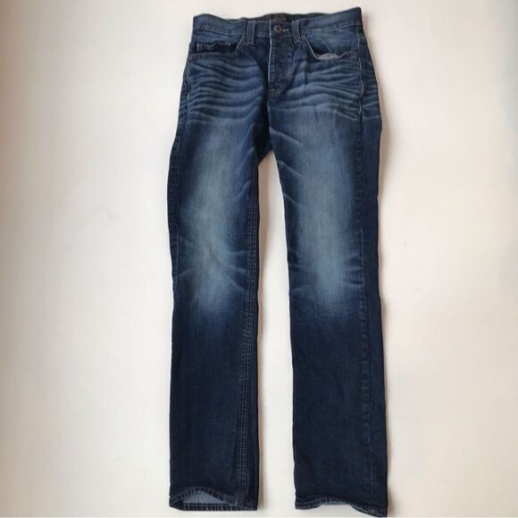 Outpost Makers Buckle Factory Distressed Button Fly Slim Straight Leg Jeans - Picture 5 of 16